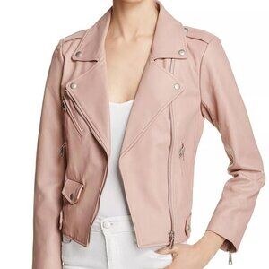 Rebecca Minkoff - “Wes” Perforated Lambskin Leather Biker Jacket - Pink - XS